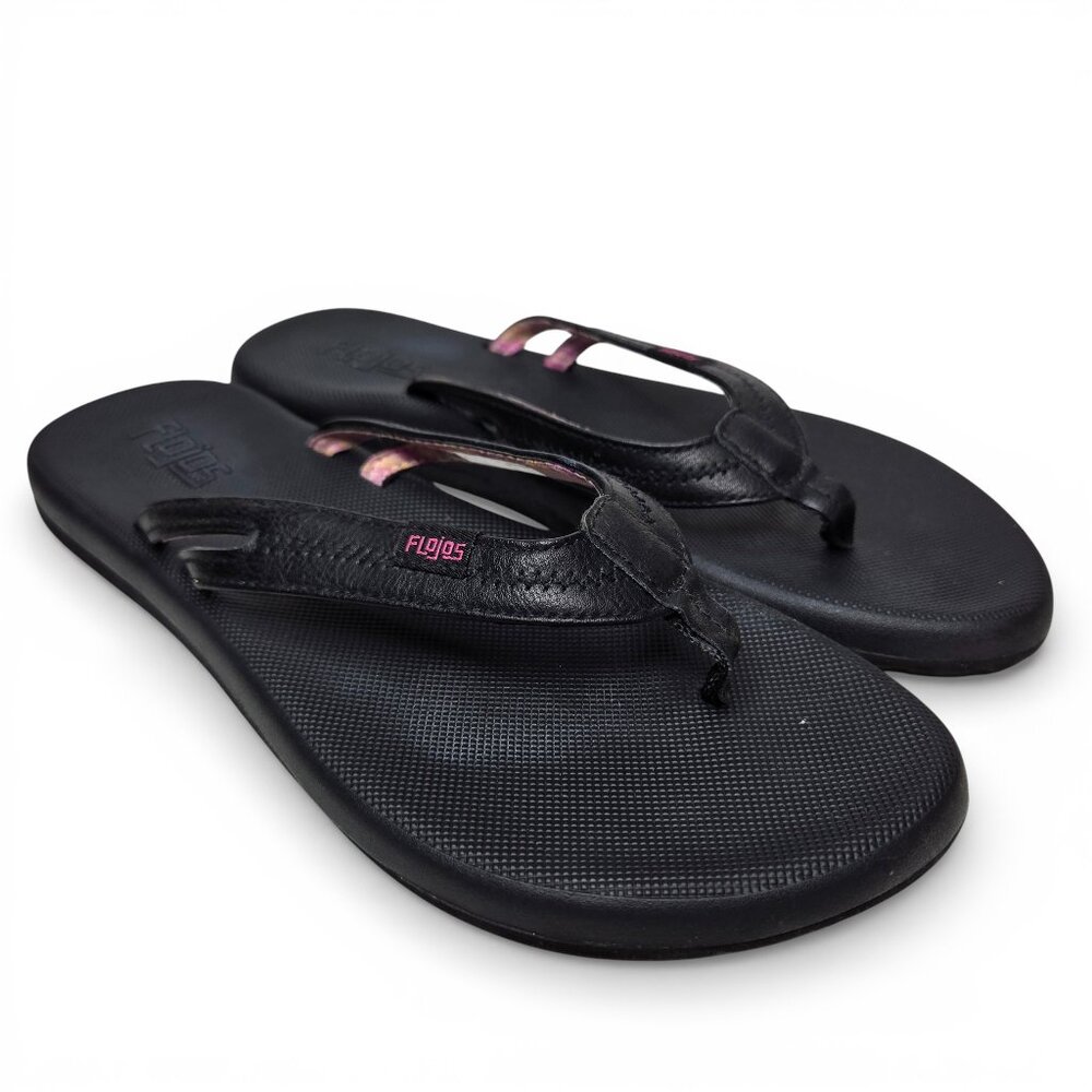 Flojos Flip Flop‎ Sandals Women Black Comfy Cushy Loungewear Lightweight 10